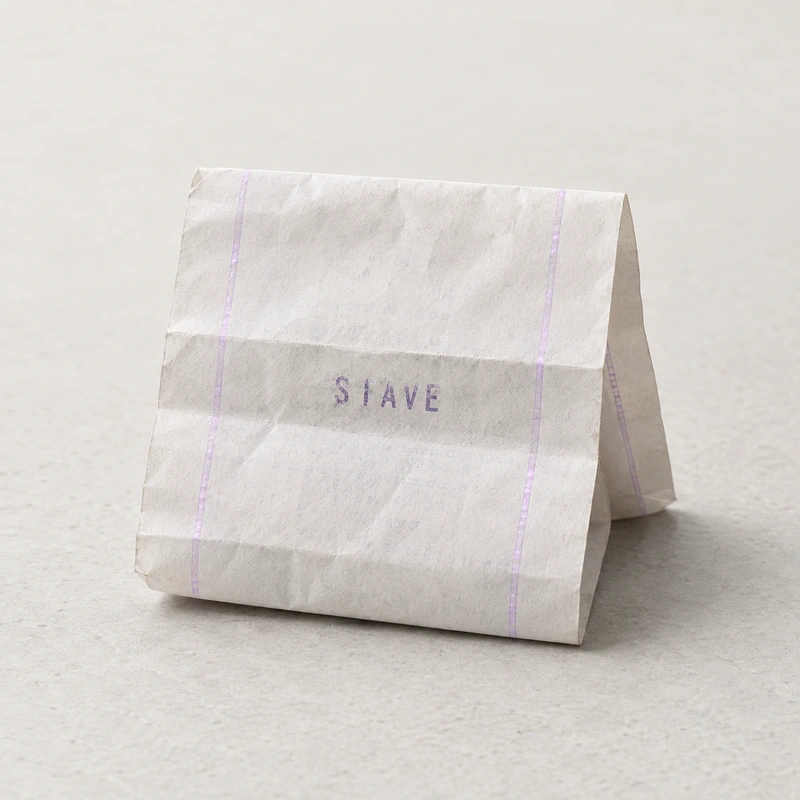 Folded thermal receipt stamped STAVE